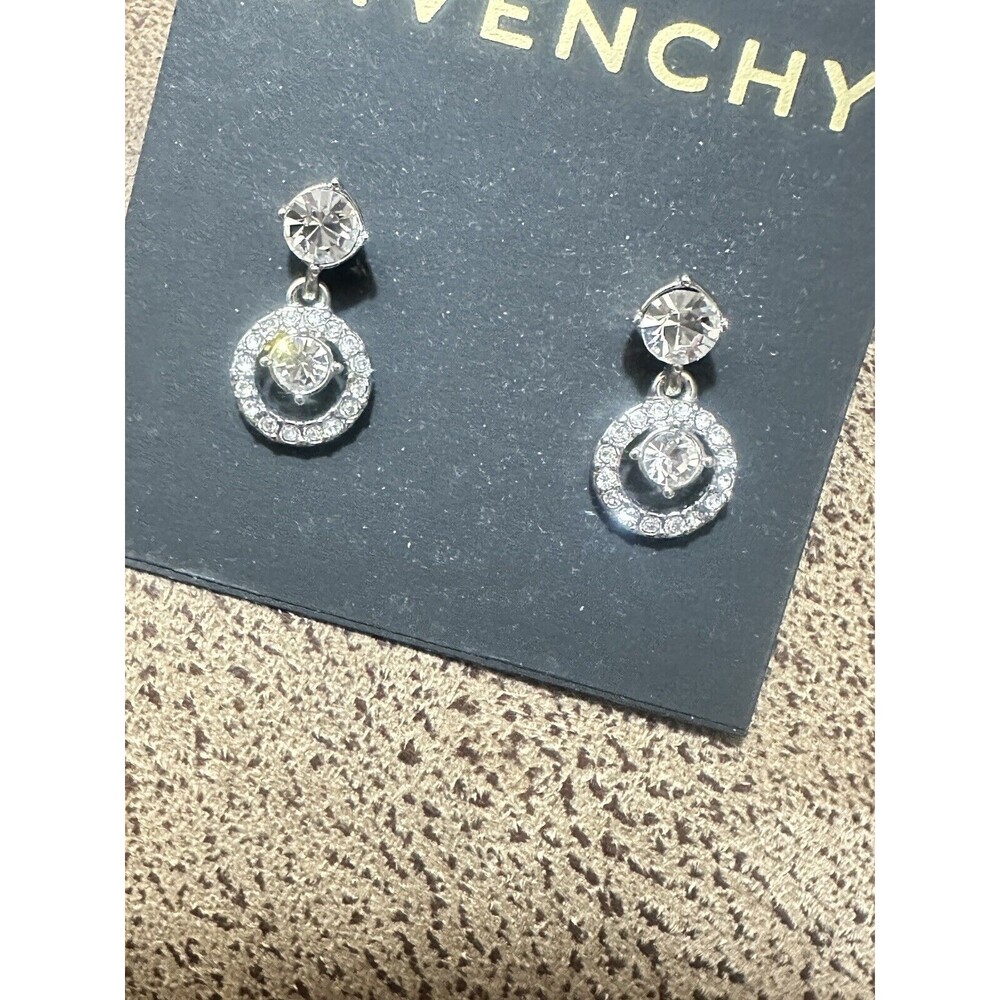 Elegant GIVENCHY Crystal Silver Drop Earrings New with Tag